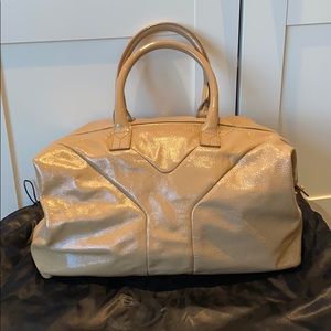 YSL Easy in Beige Patent Leather